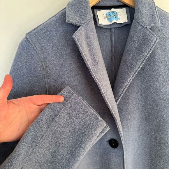 Harris Wharf London Women’s Dusty Blue Fleece Longline 3 Button Closure Coat - Picture 11 of 15